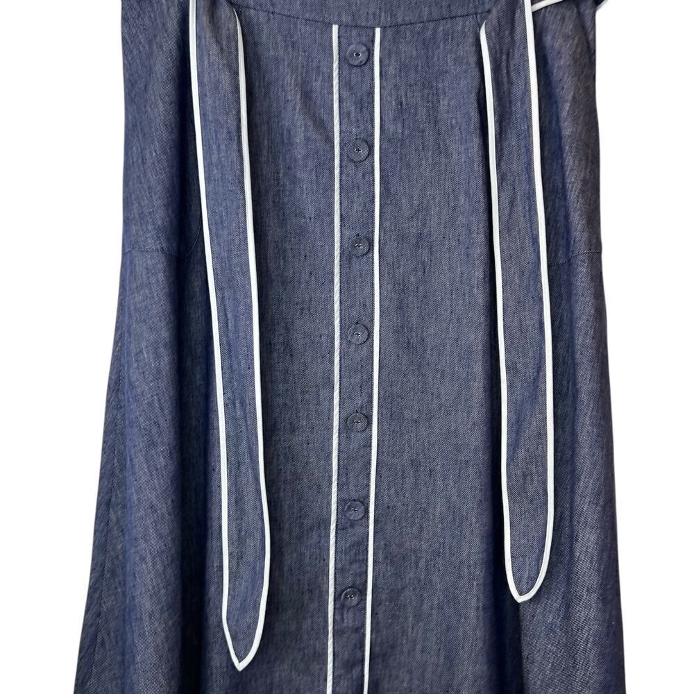 TALBOTS Chambray Blue Linen Blend Midi Skirt Size 14 - Picture 7 of 16